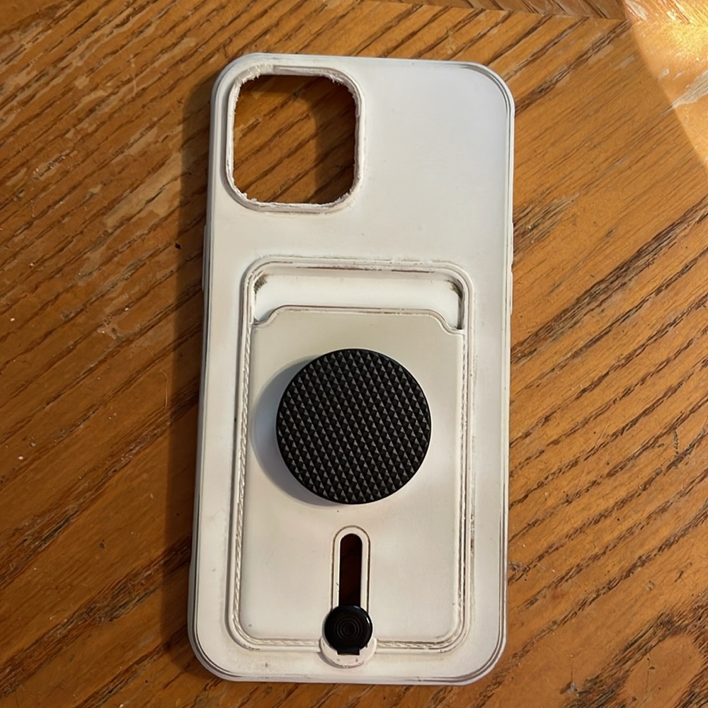 Used iPhone 12 Pro Max White ID/Card Case with Pop Socket